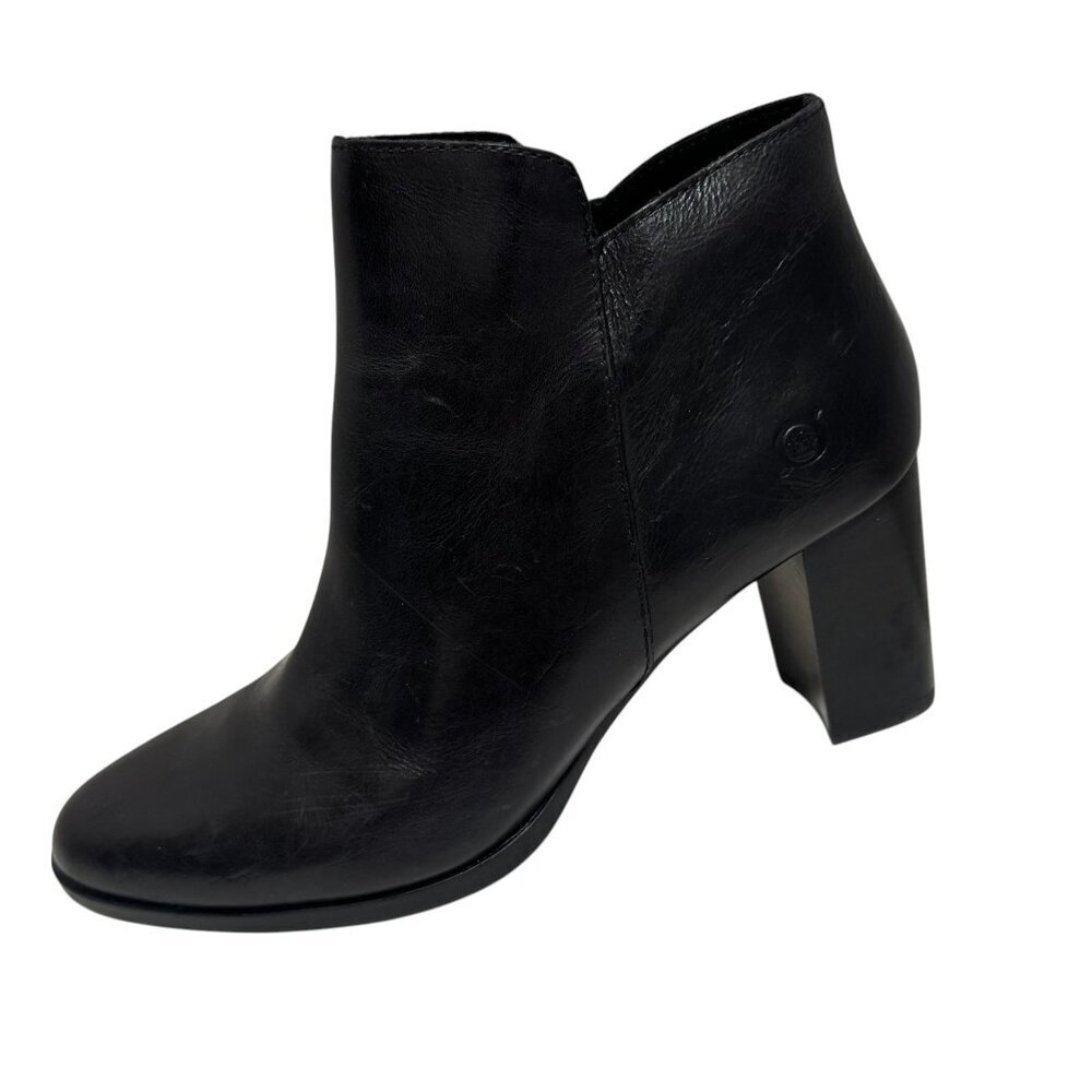 Born Womens Ellaria Boot Size 9 Black Leather Bootie Block Heel‎ Zip NEW